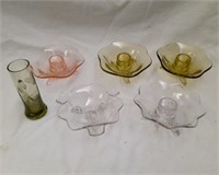 Lot of Art Glass incl. 2 FAGCA Rice Candle Holders