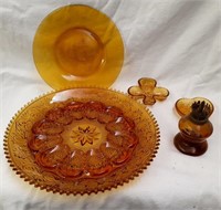 5 Pcs. of Amber Art Glass