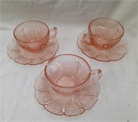 3 Sets of Cherry Blossom Depression Cup and Saucer