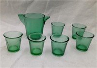 Akro Agate Child's Pitcher and 6 Glasses