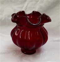 Fenton Ruby Vase w/ Logo