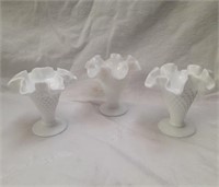 3 Small Fenton Hobnail Vases