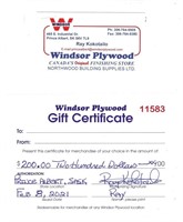 Windsor Plywood $200.00 Gift Certificate