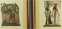2 Framed Handpainted Papyrus Paintings