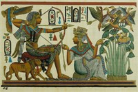 Handpainted Papyrus King Ankh Hunting