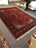 Handmade bright red and blue rug
