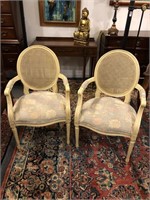 Pair French bergere  chairs