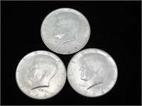 (3) 1964 SILVER KENNEDY HALF DOLLARS