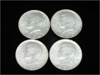 (4) 1964 KENNEDY SILVER HALF DOLLARS