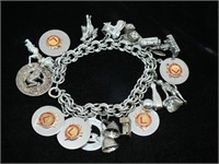 LADISH CO. MILWAUKEE CHARM BRACELET W/ S.S. CHARMS