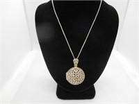 STERLING SILVER AND MARCASITE ORNATE LOCKET
