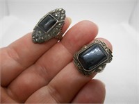 (2) STERLING SILVER AND MARCASITE AND ONYX RINGS
