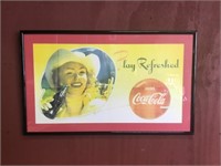 Original Framed Coca Cola Poster - Frame 89cmx54cm