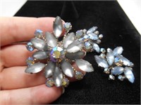 BLUE FROSTED GLASS AND AB RHINESTONE SET
