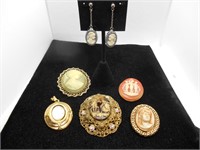 VINTAGE CAMEO BROOCHES, PENDANTS AND EARRINGS