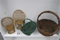 2 Small Wicker Chairs & 2 Baskets