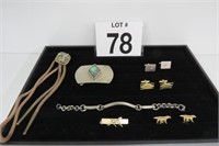 Mens Jewelry Lot - Tie Tack, Cuff Links, Bolo Tie