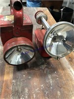 PAIR OF RED BATTERY-POWERED LANTERNS