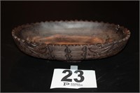 Wooden Carved Oval Bowl 13"