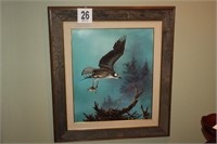 Reclaimed Wood Frame Osprey Print 41.5 x 37 by