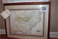 Hand Colored Map 39 x 32, Southern U.S.A. 1809