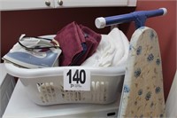 Laundry Basket, Steam Iron, Towels, Ironing Board