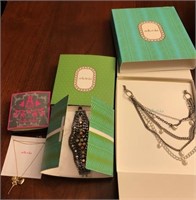 Stella and Dot Avery pearl necklace on right plus