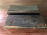 Antique sharpening stone in wood case