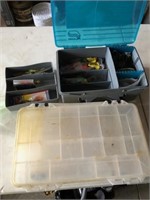 Fishing storage chest with lures inside plus 2 ems