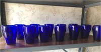 Lot of 12 cobalt blue thumbnail water glasses