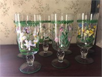 Lot of 7 hand painted glasses