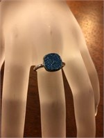 Blue sterling silver ring