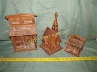 3pc Wood Miniatures - Church & General Stores