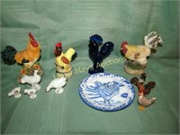 12pc Miniature Chicken Collection - Glass & Resin