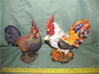 Ceramic Rooster Water Pitcher & Big Resin Rooster