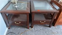 Two Glass Topped End Tables
