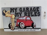 My Garage My Rules Metal Sign NIP