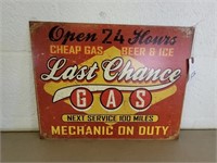 Last Chance Gas Sign Metal 12 1/2" x 16"