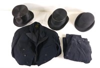 Antique Top Hat & Tuxedo w/ Coat Tails Lot
