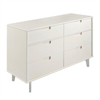 6-Drawer Groove Handle Wood Dresser - White