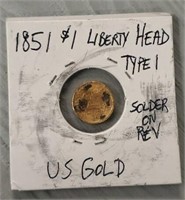 1851 $1 Liberty Head Gold Coin: Type 1