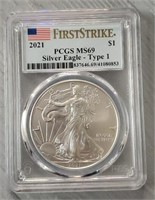 First Strike 2021 Silver Eagle: PCGS MS69 Type 1