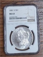 1881-S Morgan Dollar: NGC MS63