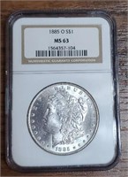 1885-O Morgan Dollar: NGC MS63