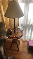 Wood end table and light