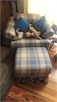 Lazy Boy Cloth Chair and cloth foot stool