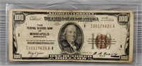 1929 U.S. Brown Seal $100 Note: Minnesota