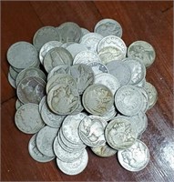 Variety of WWII, "V" & Buffalo Nickels: 80 Total