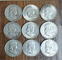 (9) U.S. Franklin Half Dollars #1