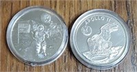 (2) One Ounce Silver Rounds: Apollo 11 w/ COA